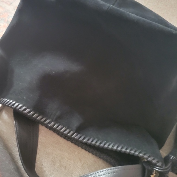 VINCE CAMUTO, Aiko Hobo Bag w/ Tassel, Black Suede/Leather - Picture 4 of 4